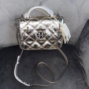 Tory Burch Willa Metallic Mini Top Handle Bag
